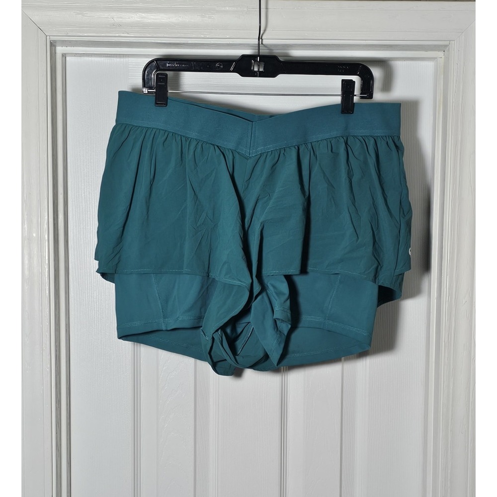 PopFlex On The Run Ruffle Short Women's Size XL NWT Teal